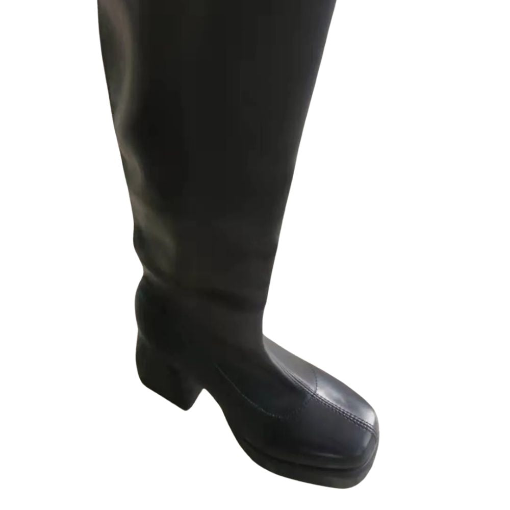 Black Over The Knee Chunky Heel Boots