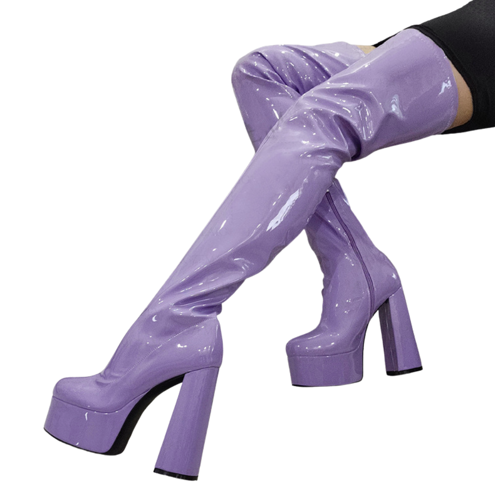 lavender-purple-thigh-high-chunky-heel-boots-woman
