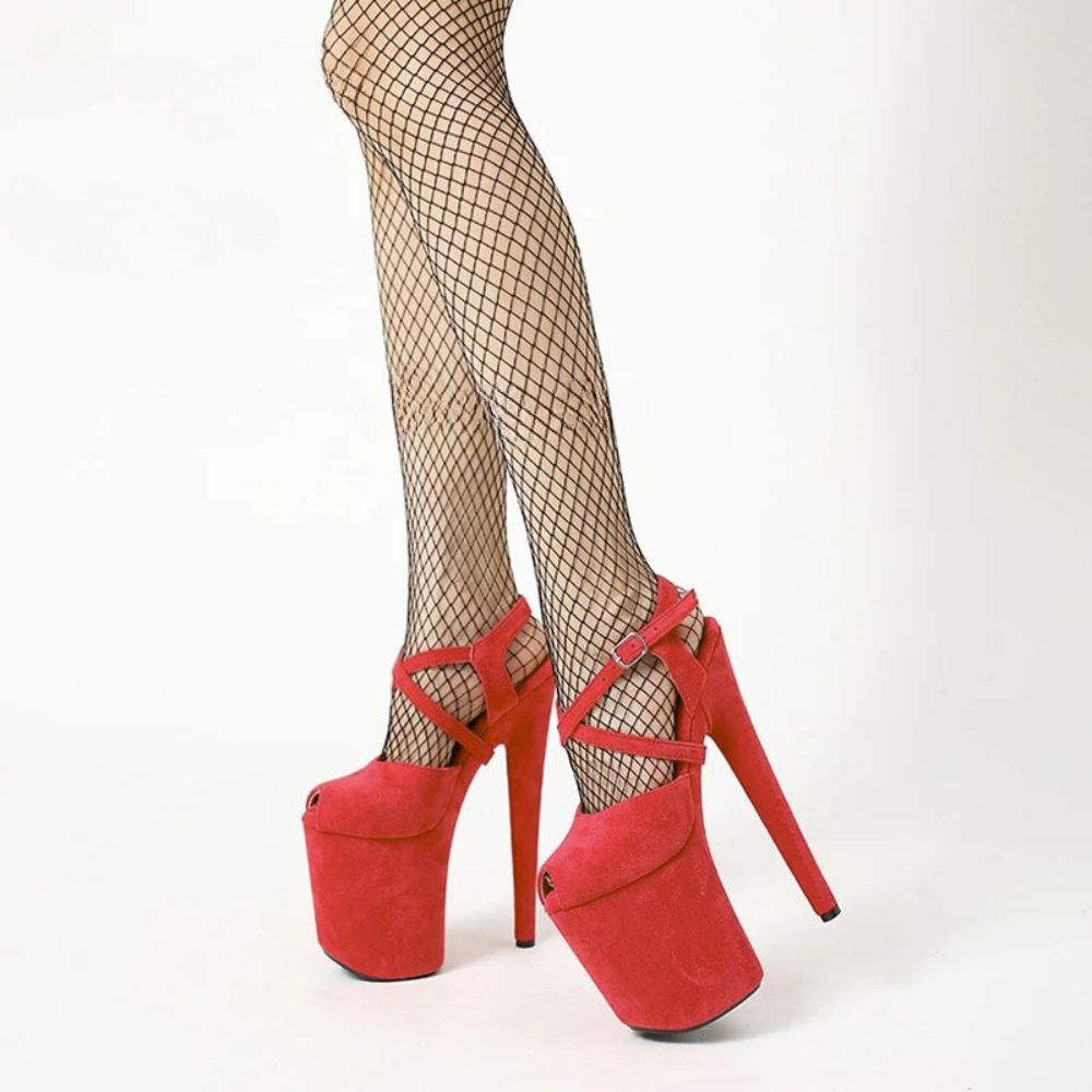 red-platform-peep-toe-stiletto-heels-with-cross-straps-standing