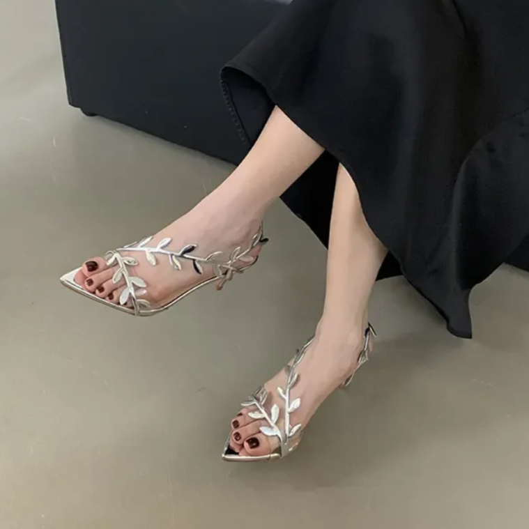 silver-leaf-heels-sitting