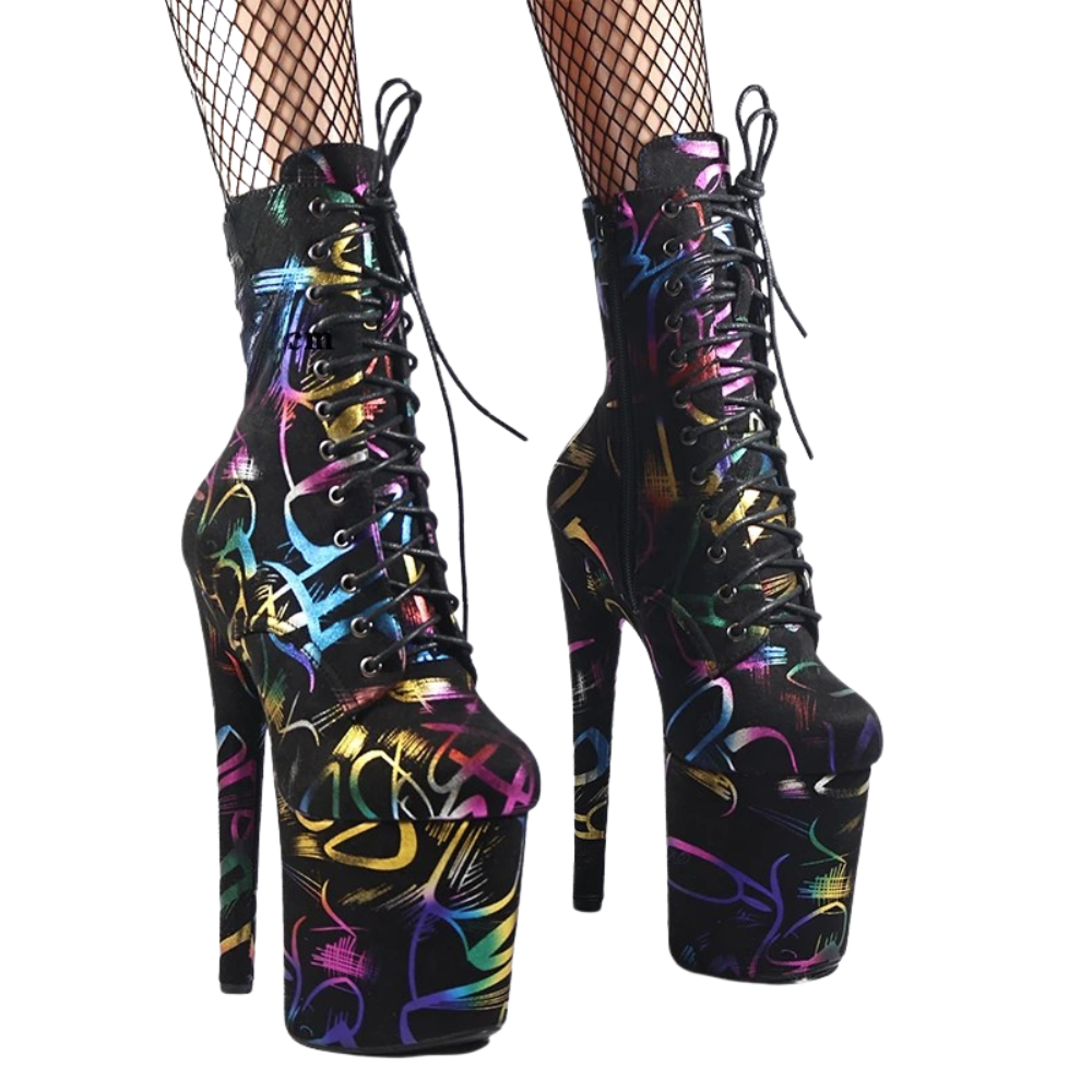 womens-black-vintage-heeled-booties-standing