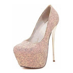 Rose Gold Sequined Platform High Heels
