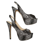 Snake Print Slingback Heels