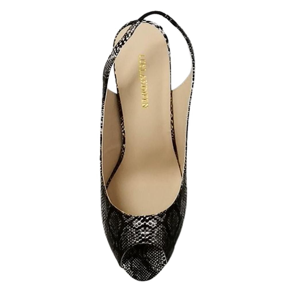 Snake Print Slingback Heels