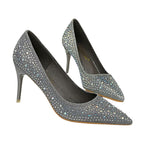 Grey Rhinestone Heels