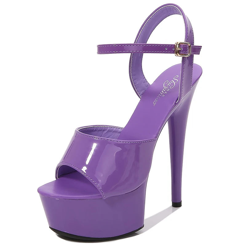 Purple High Heel Platform Sandals