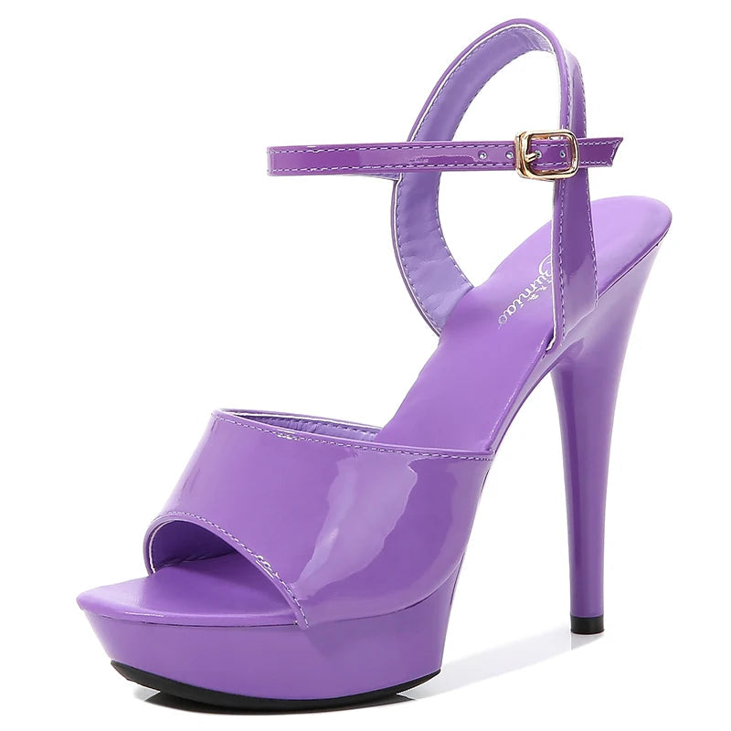 Purple High Heel Platform Sandals