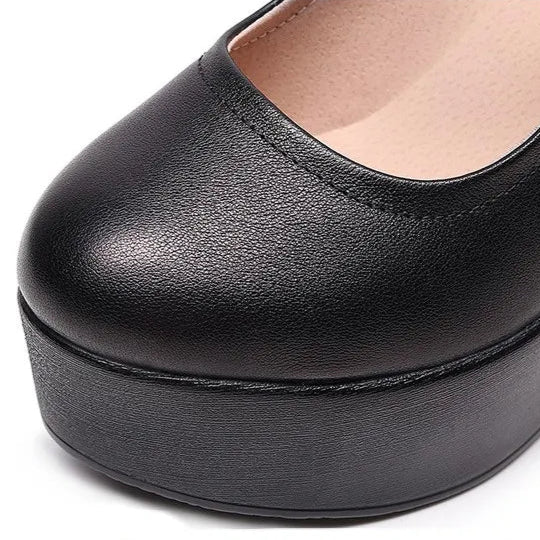 Black Wedge Mary Janes