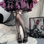 Black Goth Heels With Rose Flower