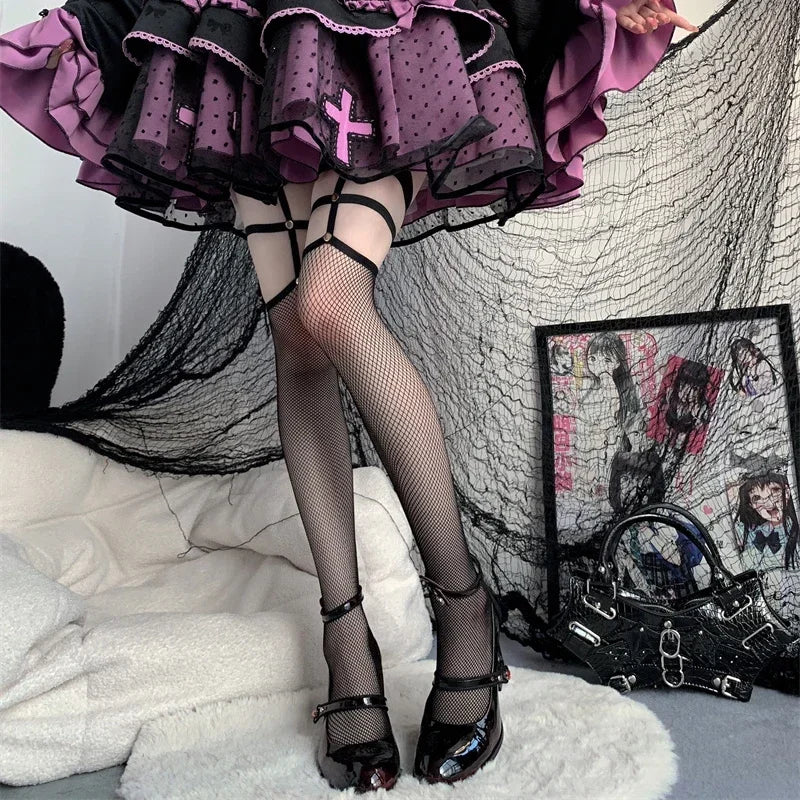 Black Goth Heels With Rose Flower
