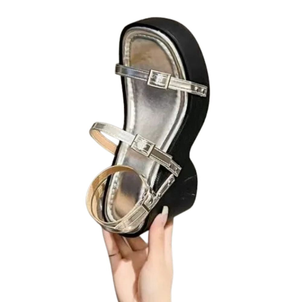 black-and-silver-block-heel-sandal