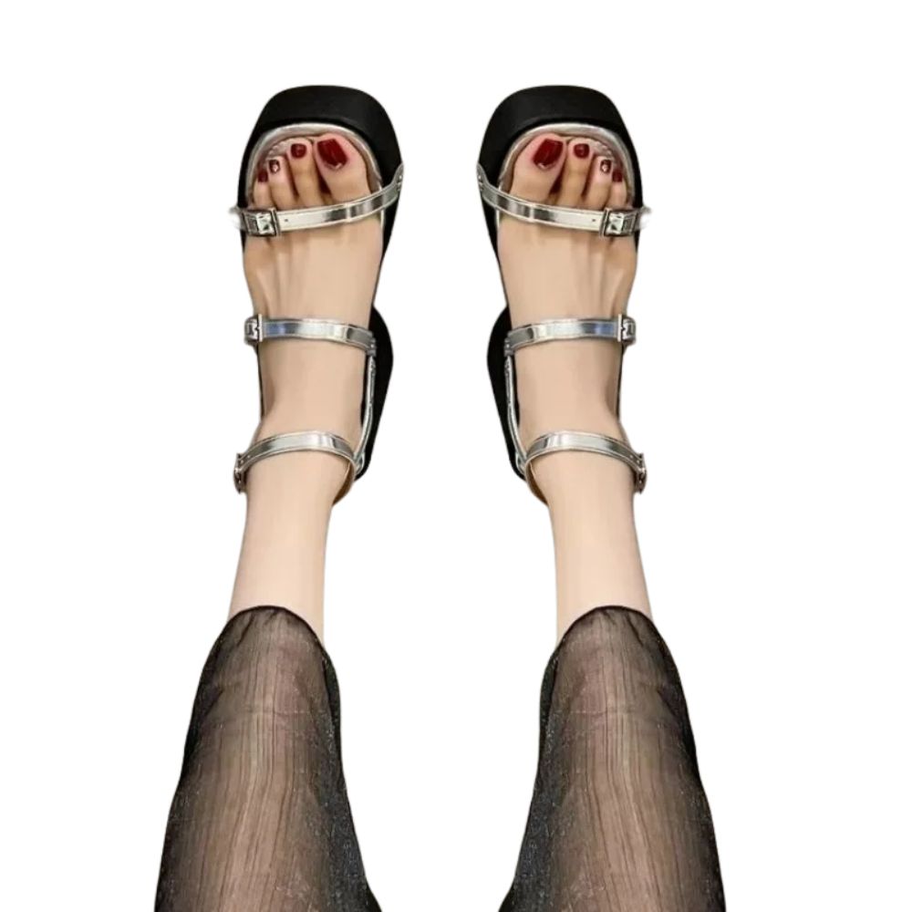 black-and-silver-block-heel-sandals-pair