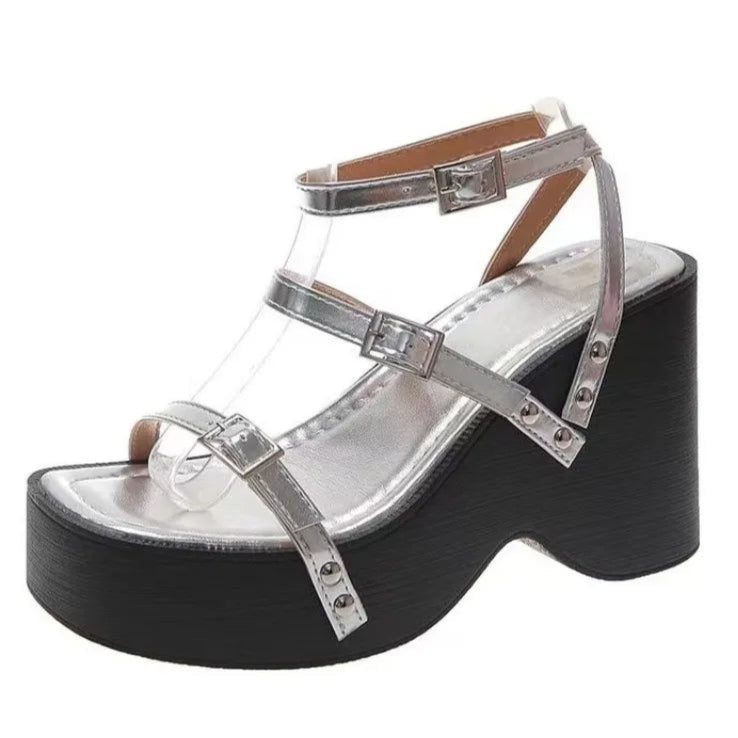black-and-silver-block-heel-sandals