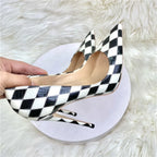 black-and-white-checkered-high-heel-shoes