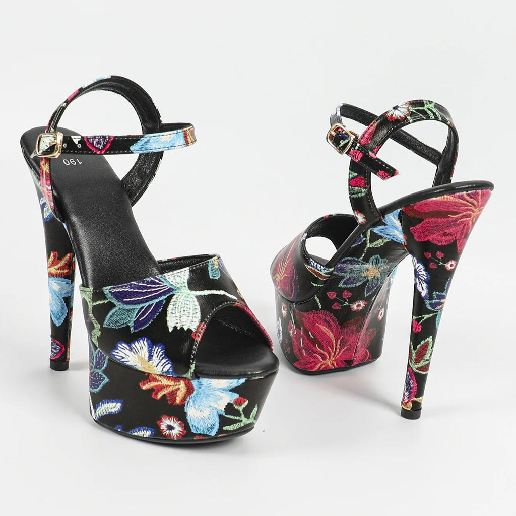 black-floral-heeled-sandals-pair