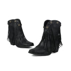 black-fringe-heeled-booties-pair
