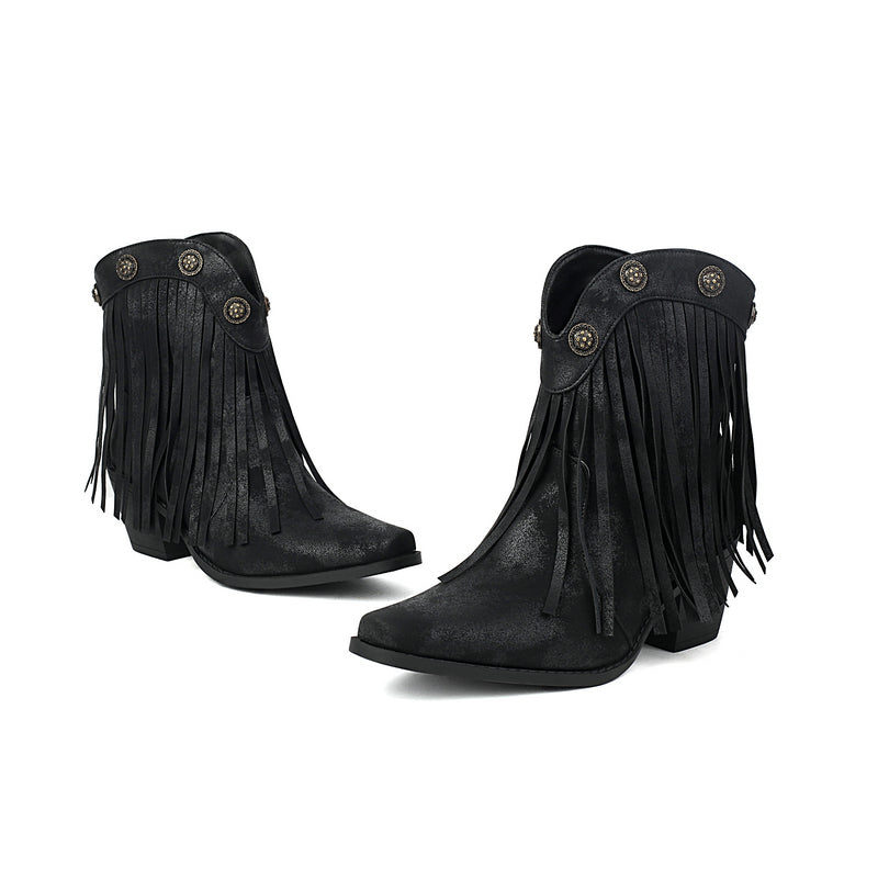 black-fringe-heeled-booties-pair