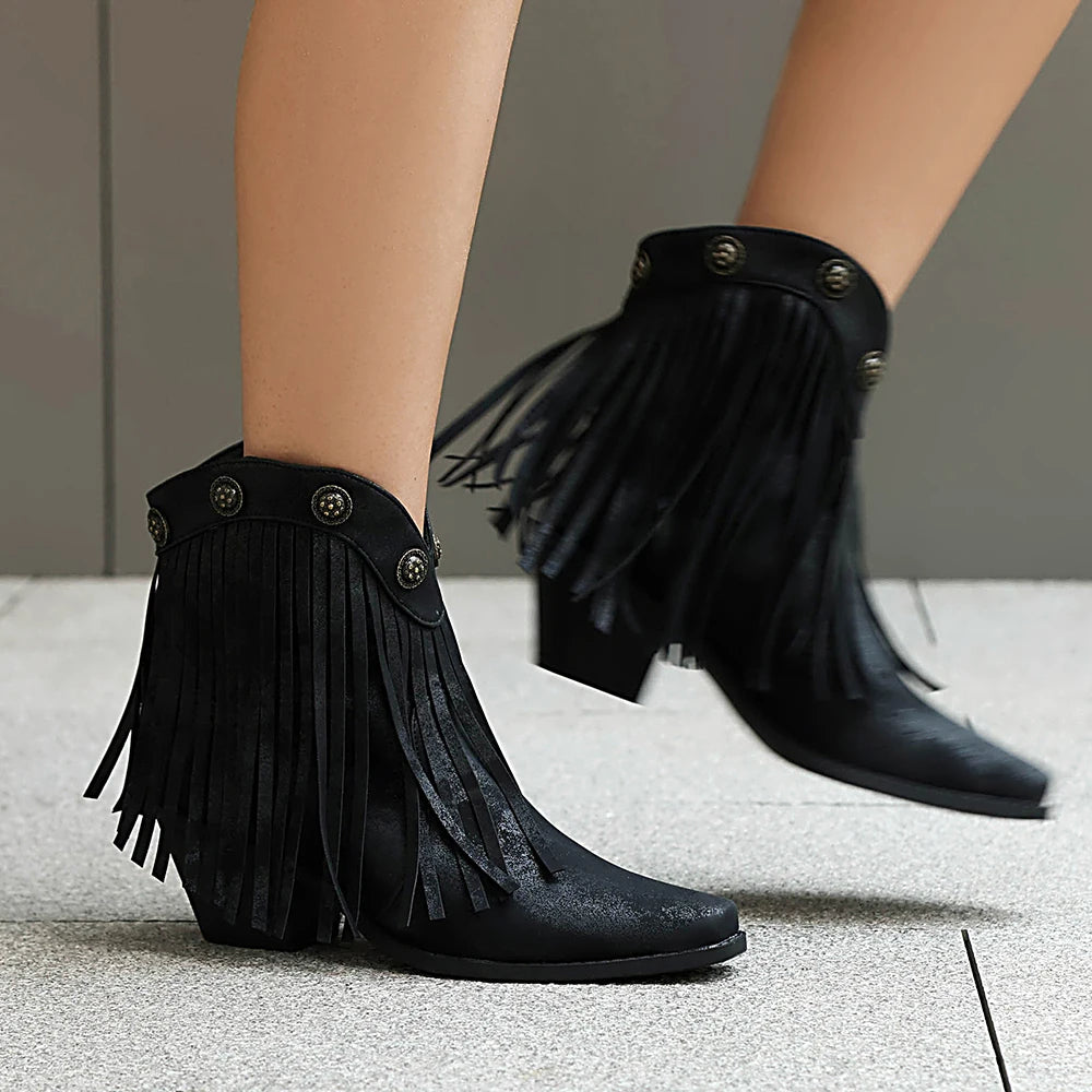 black-fringe-heeled-booties-walk