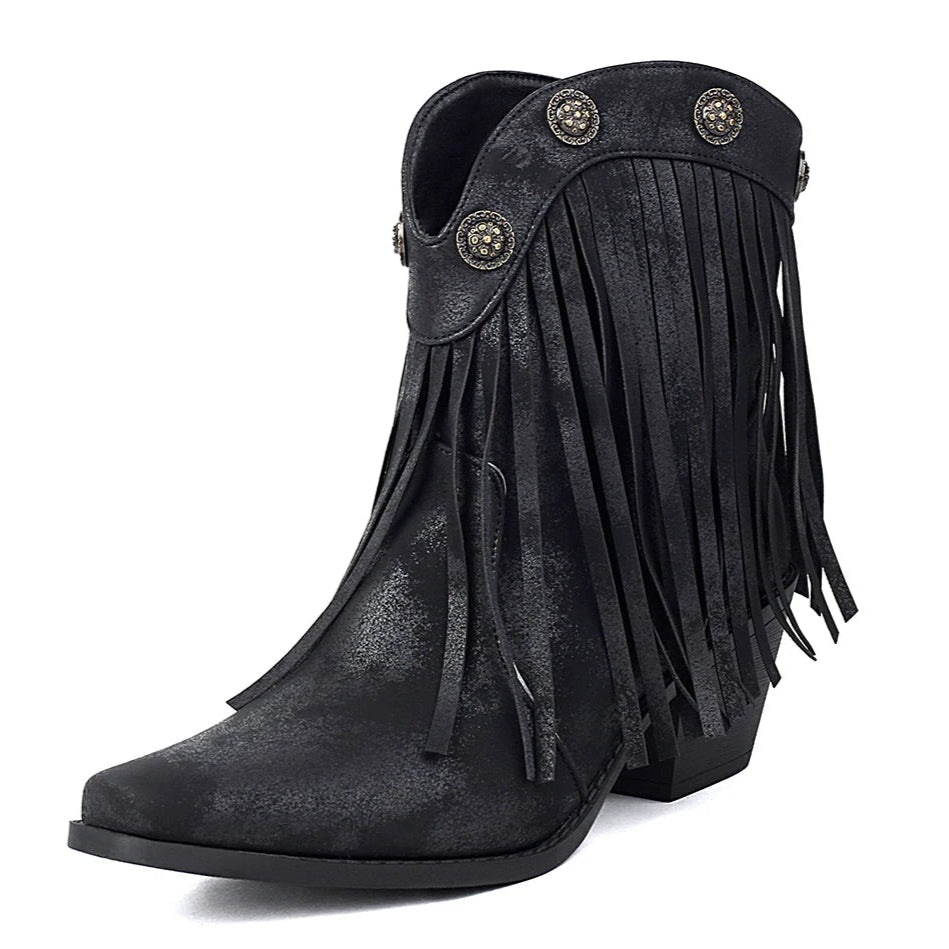 black-fringe-heeled-booties