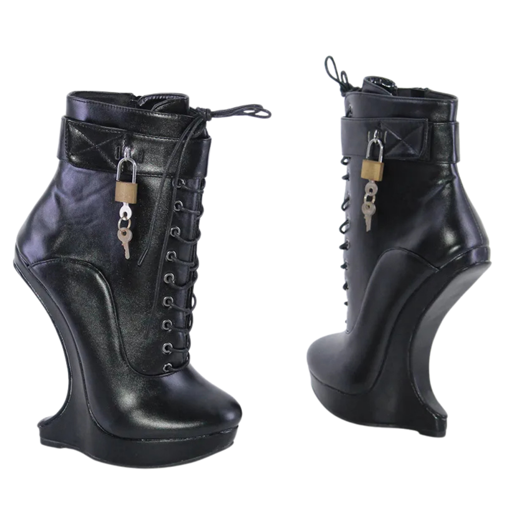 black-heelless-locking-boots-back