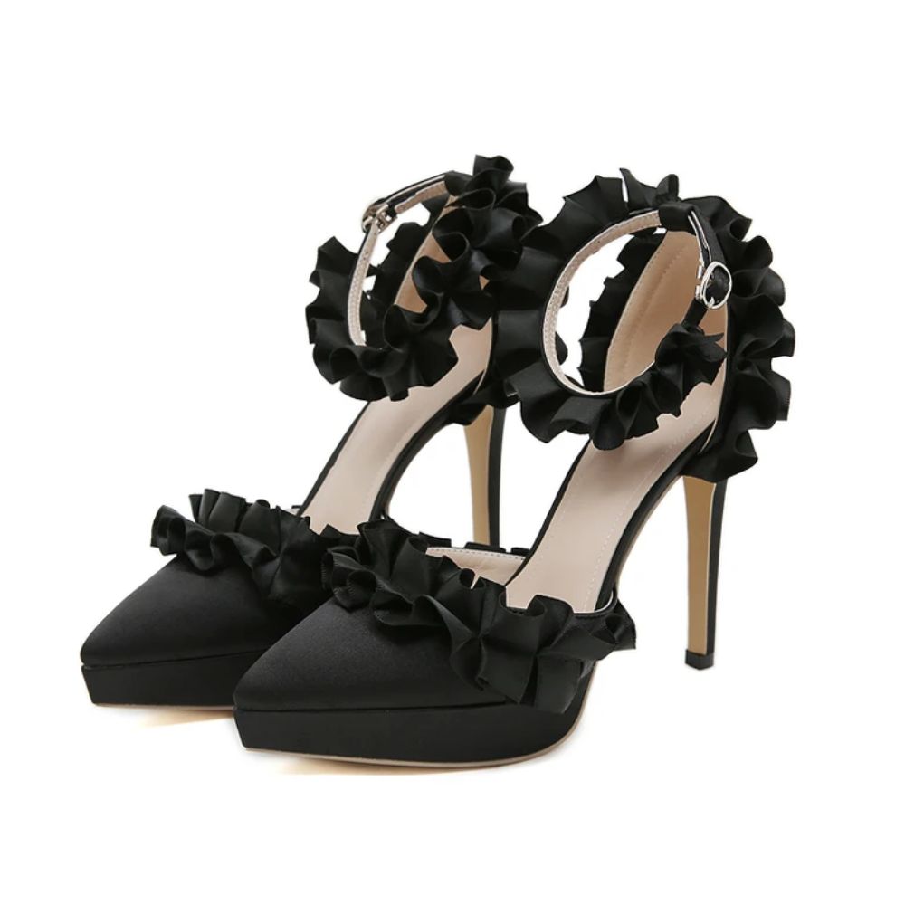 black-heels-with-ruffles