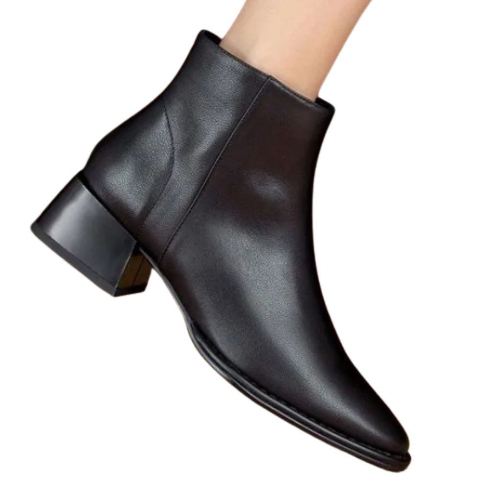 black-low-heel-square-toe-ankle-boots-heel-walk