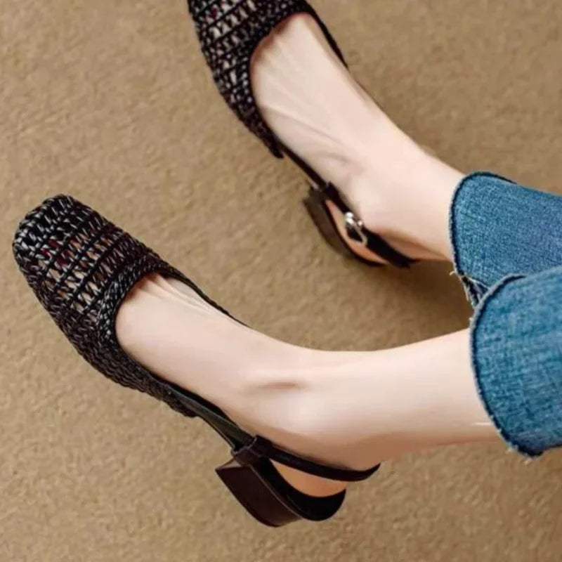 black-low-woven-slingback-block-heels-model