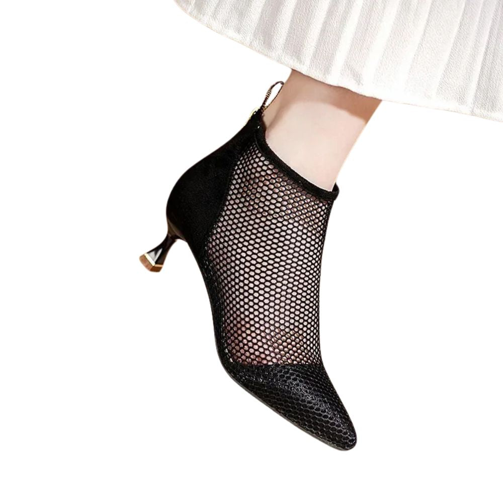 black-mesh-low-heel-booties-foot