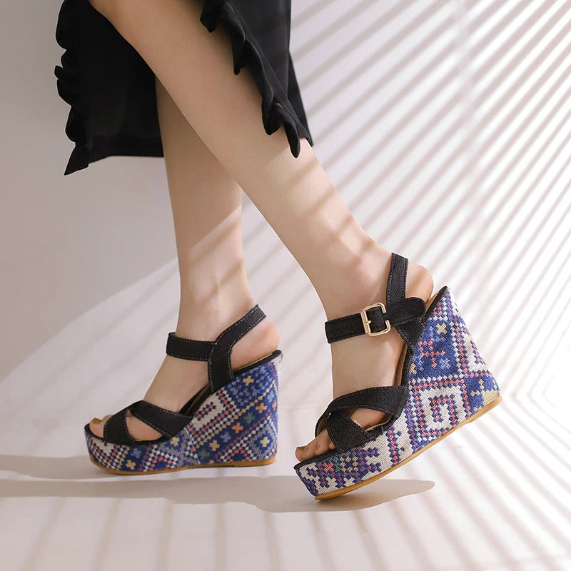 boho-ethnic-embroidered-wedge-sandals-black-walk