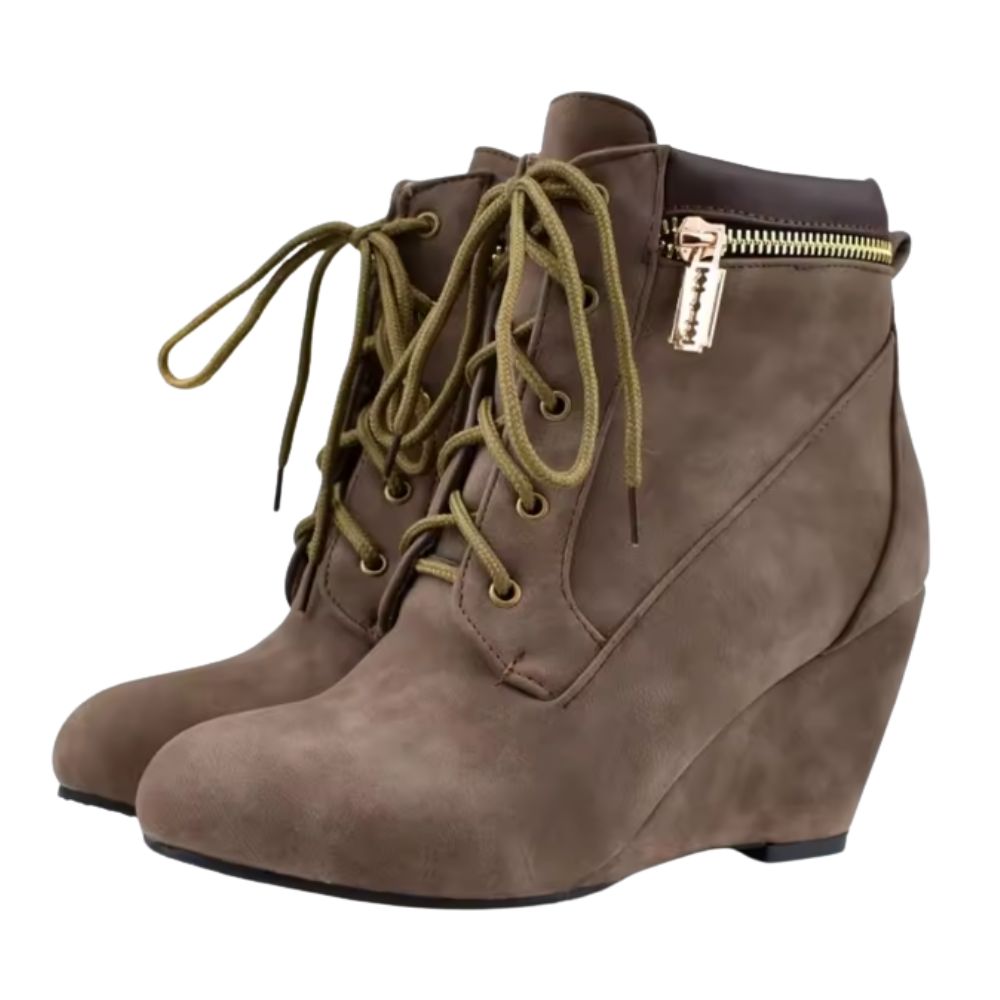brown-lace-up-wedge-booties-pair
