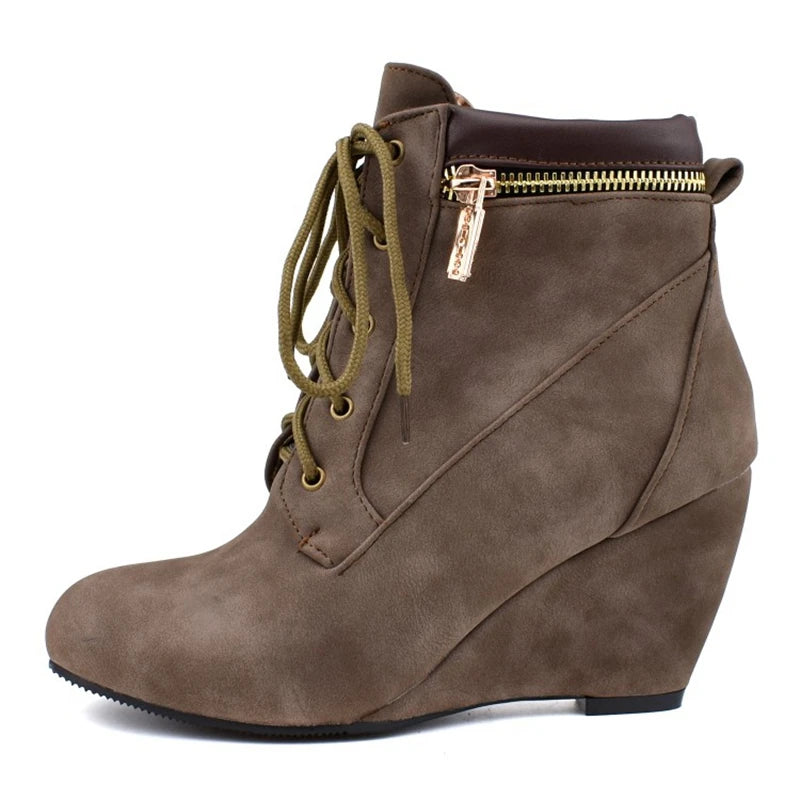 brown-lace-up-wedge-booties-side