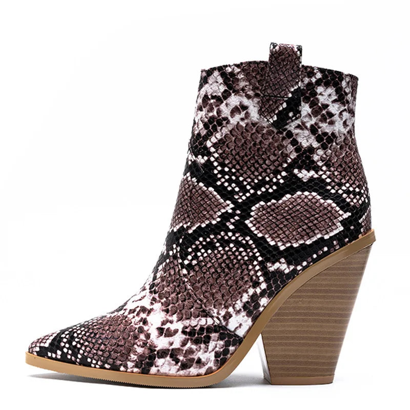 brown-snake-print-heeled-booties-side