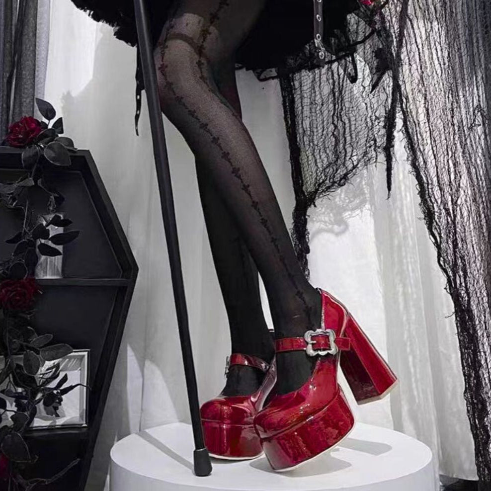 burgundy-block-heel-mary-janes-standing