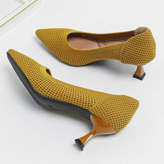 crochet-kitten-heels-yellow-pair