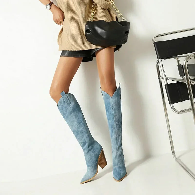 denim-block-heel-boots-model