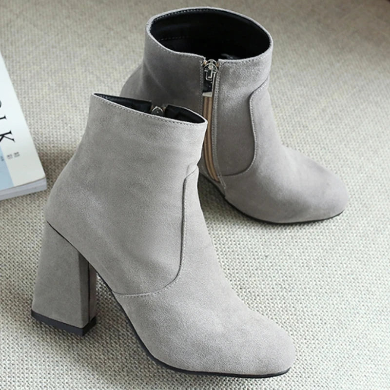 grey-block-heel-bogrey-block-heel-booties-shoesoties-pair