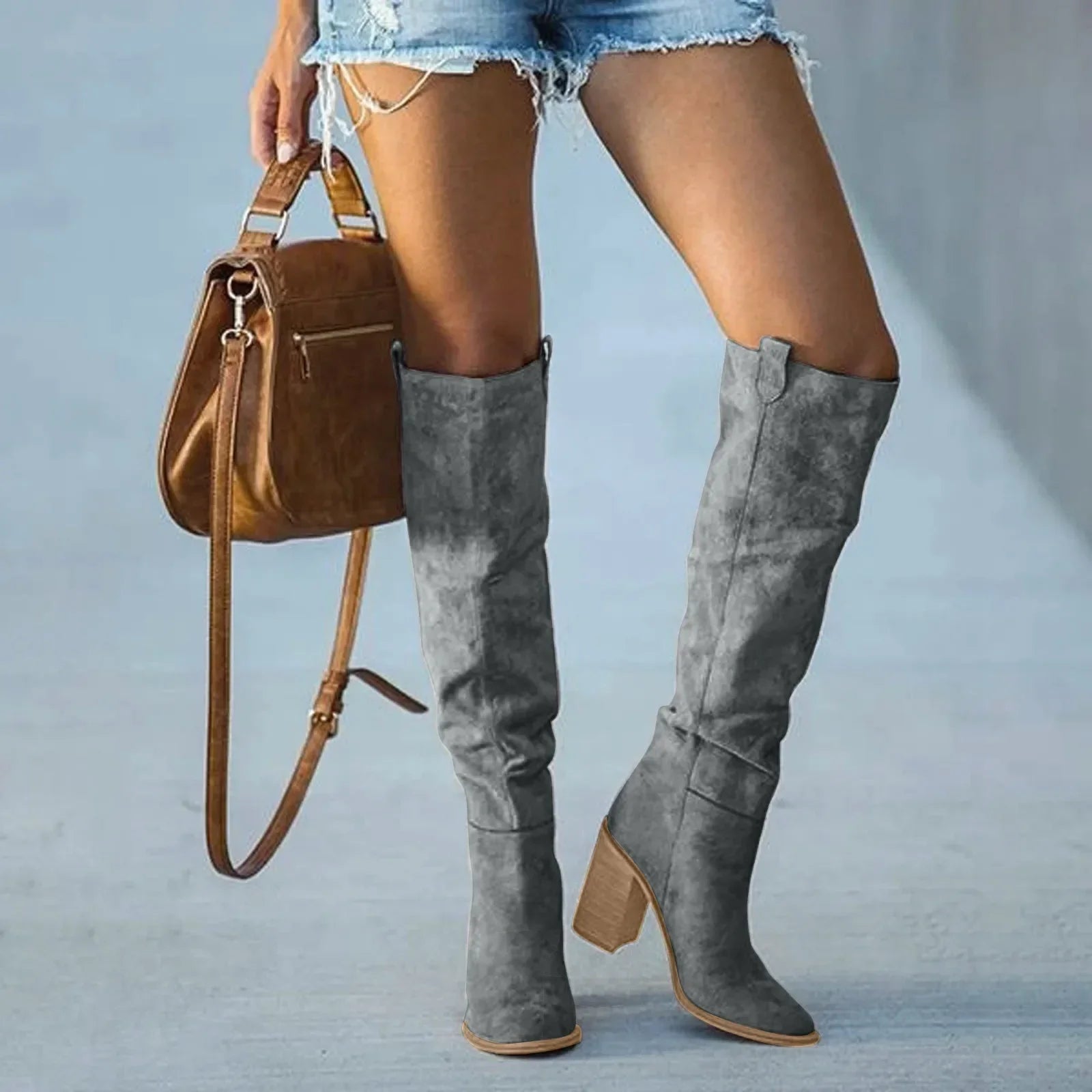 grey-knee-high-block-heel-boots-pair
