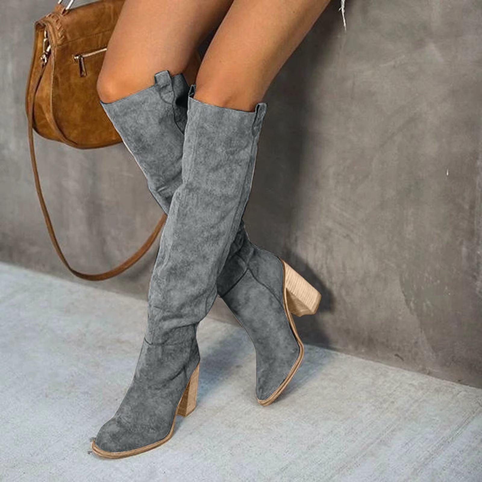 grey-knee-high-block-heel-boots-woman