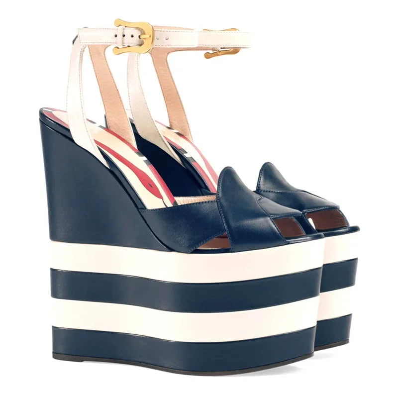 navy-blue-and-white-striped-wedges