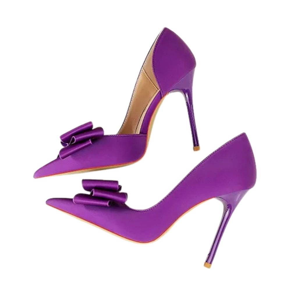 purple-high-heels-with-bow-pair-side
