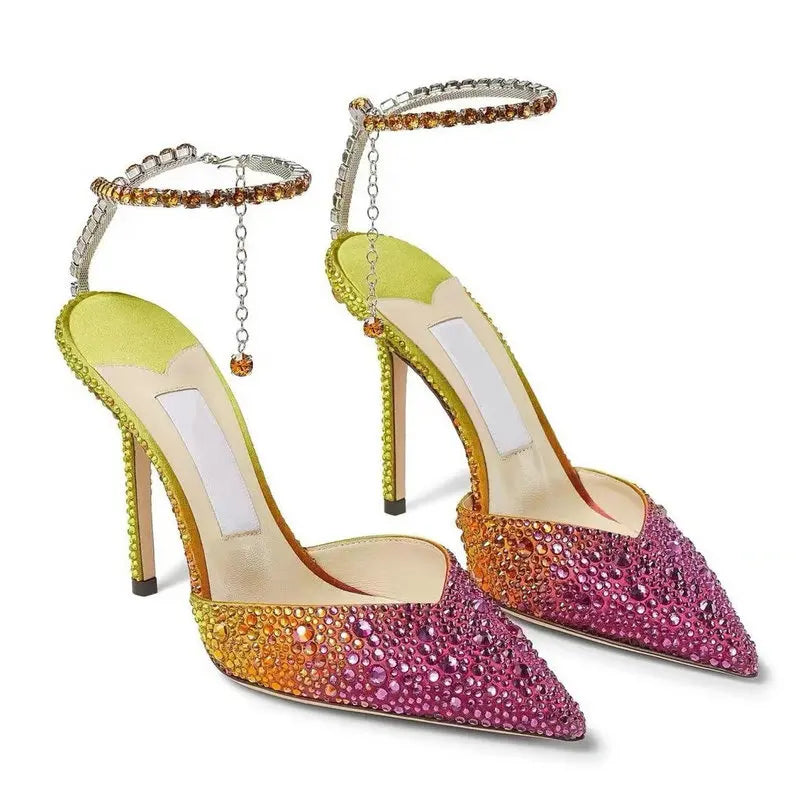rainbow-rhinestone heels-pair