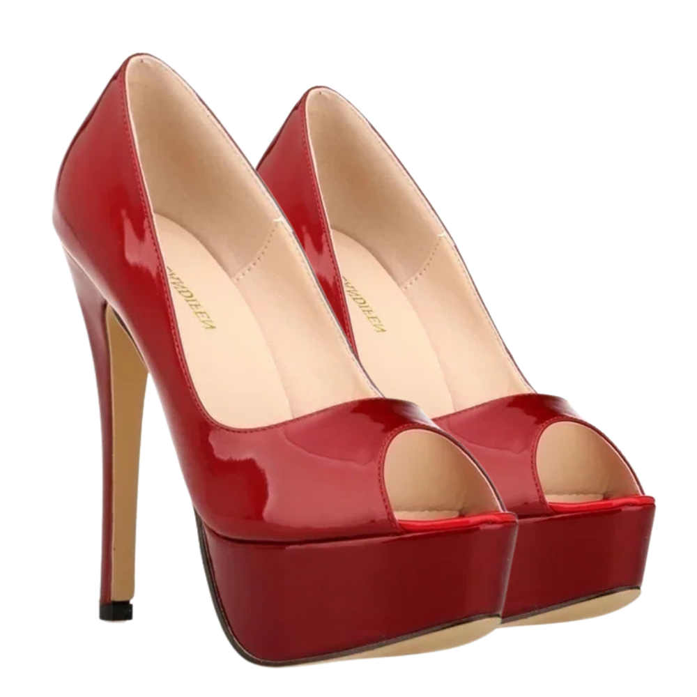 red-peep-toe-high-heel-shoes-burgundy-pair