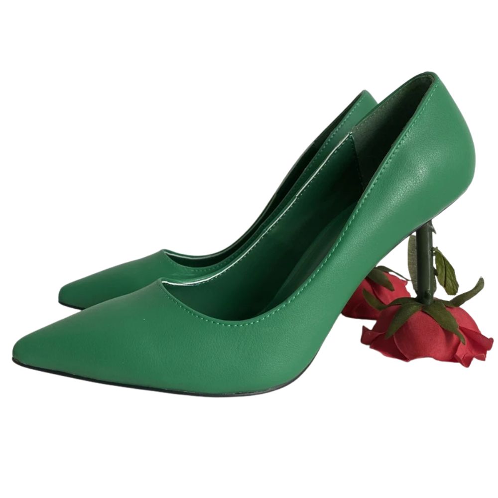 rose-flower-heels-green