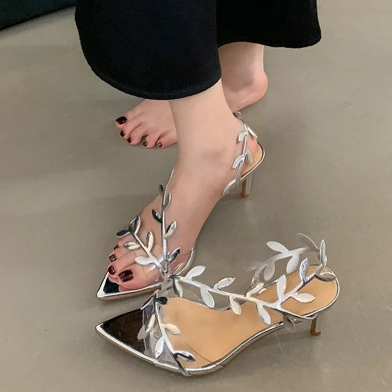 silver-leaf-heels-woman