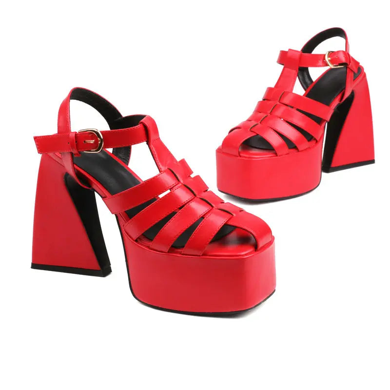 traingle-heel-gladiator-sandals-red-pair