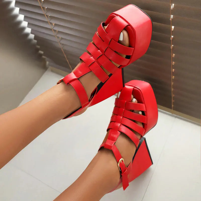 traingle-heel-gladiator-sandals-red-shoes