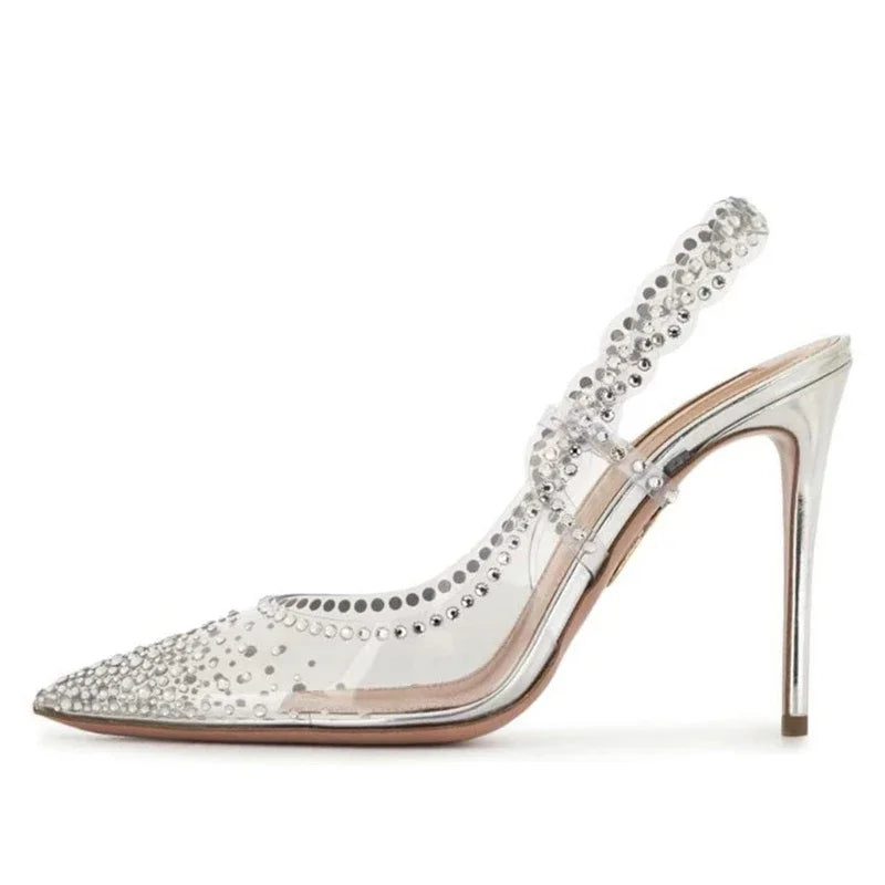 Transparent Heels With Rhinestones