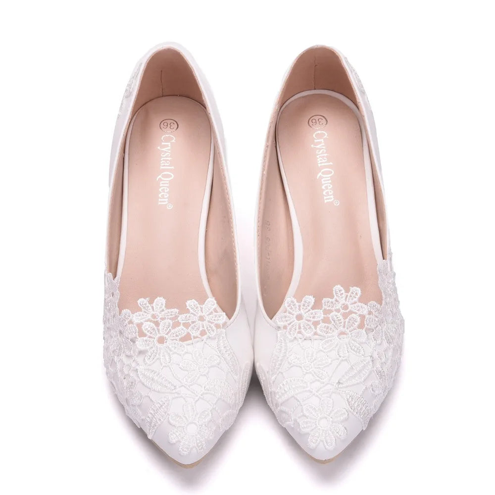white-lace-wedding-shoes-low-heel-pair-top