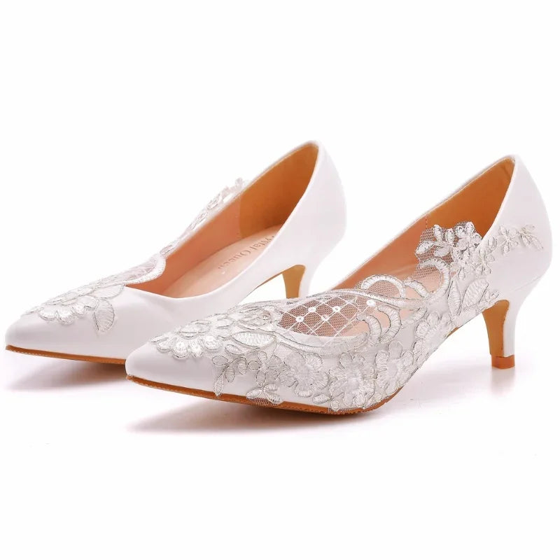 white-lace-wedding-shoes-low-heel-pair