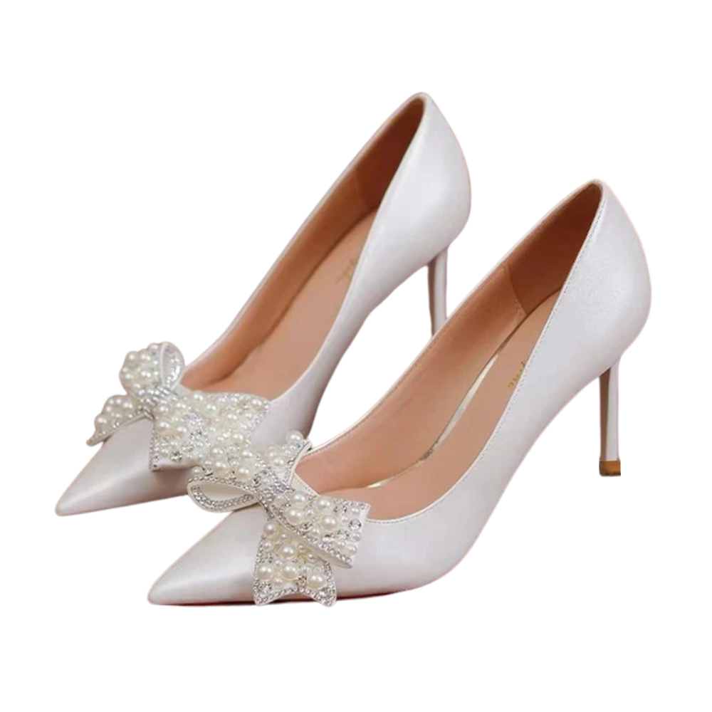 white-wedding-heels-with-bow-pair